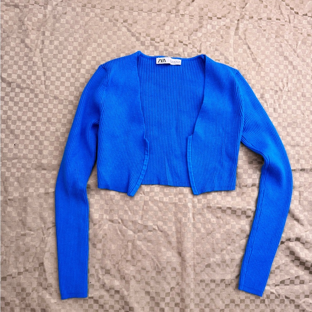 Zara Vibrant Blue Cropped Cardigan